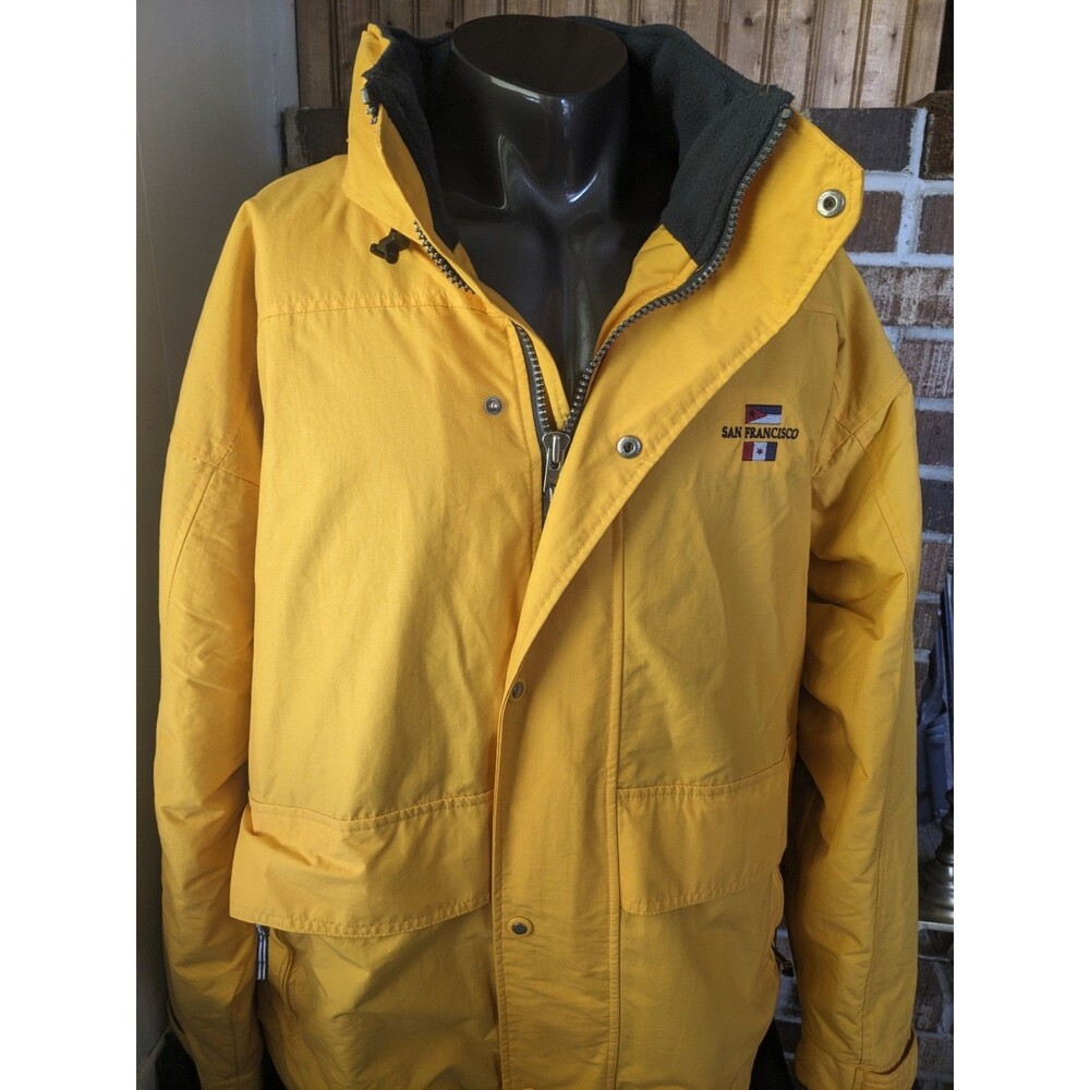 Vtg 90s Yellow Outdoor Ski Jacket Gear for Sports Men’s XL Winter Coat W/Hood